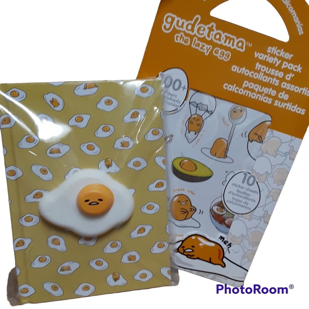 Gudetama squishy journal and sticker set